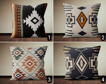 Boho Azteekse kussensloop, etnische zuidwestelijke kussensloop, tribal geometrische kelim ontwerp kussenhoes, rustieke boerderij decor, 16 x 16, 18 x 18
