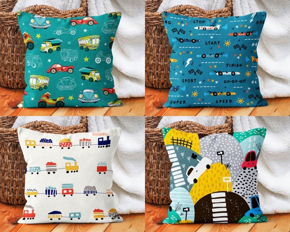 Funda de almohada para niños pequeños, funda de cojín de coches, decoración  de guardería para niños