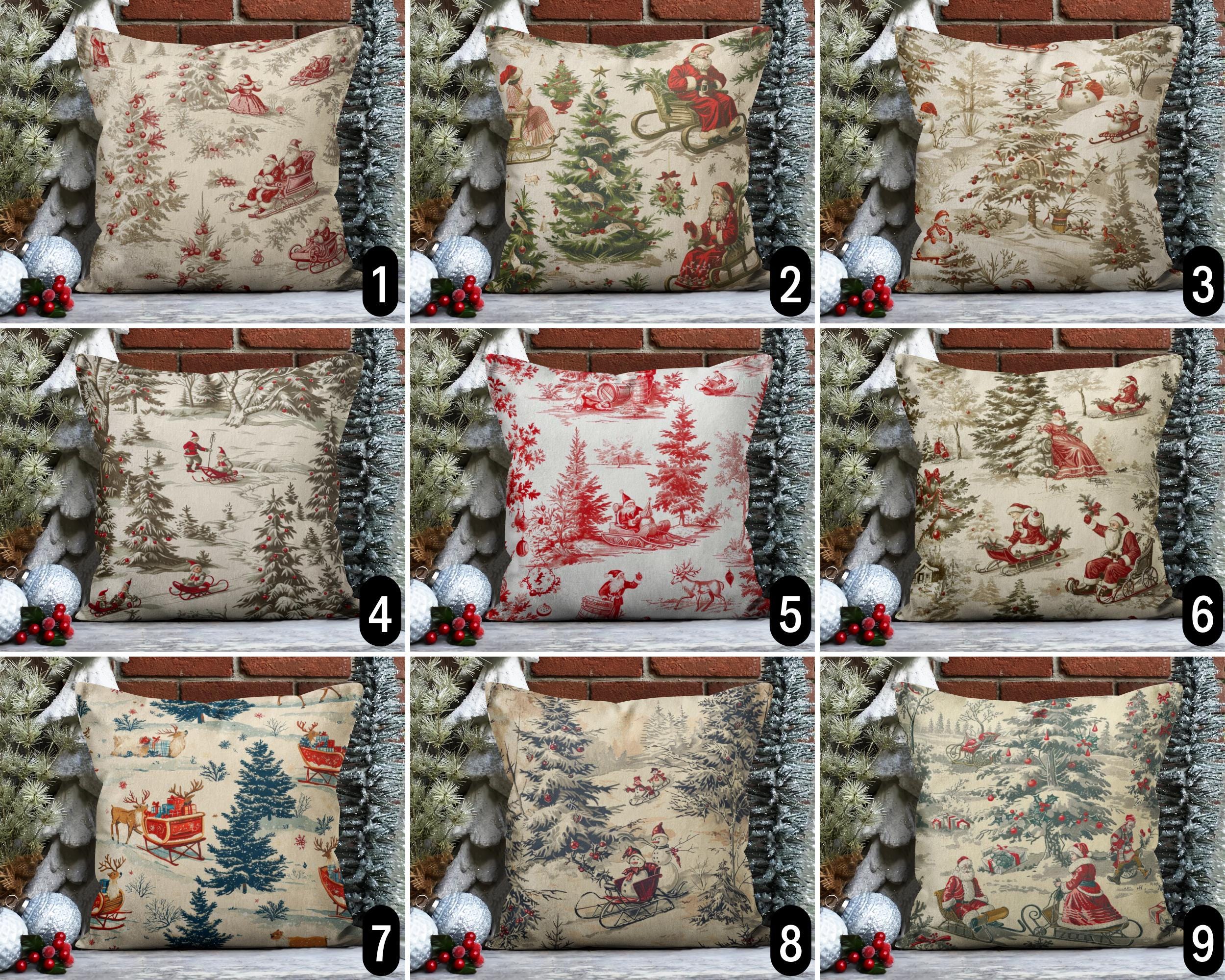 Kerstkussensloop, 45 x 45 cm, set van 2 kussenslopen, kerstboom, bankkussen, kerstdecoratie, pluche kussensloop, boom, sierkussenhoes voor auto, bank, slaapkamer, woonkamer (groen a