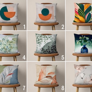 Abstract Floral Pillow Case, Colorful Modern Art Cushion Cover, Boho Leaf Pillow Cover, Mid Century Modern Home Decor, Any Size, Only Cover