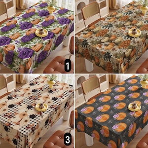 Pumpkin Design Custom Tablecloth, Autumn & Fall Pumpkins Tablecloth, Cozy Home Decor, Dining Room Decor, Farmhouse Decor, Thanksgiving Gift