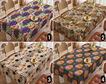 Pumpkin Design Custom Tablecloth, Autumn & Fall Pumpkins Tablecloth, Cozy Home Decor, Dining Room Decor, Farmhouse Decor, Thanksgiving Gift