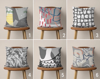 Abstract Gray Pillow Cover, Modern Cushion Cover, Geometric Pillow Case, Any Size Pillow, Contemporary Gift, Custom Cushion, Only Cover