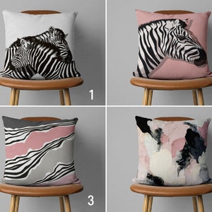Pink Black White Zebra Pillow Cover, Zebra Design Modern Cushion Cover, Abstract Animal Pillow Case, Wild Animal Decor, Any Size Pillow Case