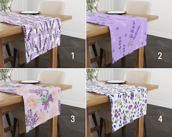 Lavender Flower Table Runners, Purple Floral Kitchen Runner, Lavender Tablecloth, Bloomy Home Decor, Any Size Runner, All Sizes