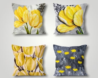 18'" Tulip Flower Pillow Case Sofa Car Waist Throw Cushion Cover Home Decoration 