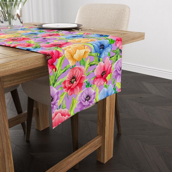 Runner Da Tavola Primaverile Con Fiori Di Lavanda – 33x183 Cm In Tela Di Iuta, Per Interni Ed Esterni, Lavabile In Lavatrice, Decorazione Da Cucina