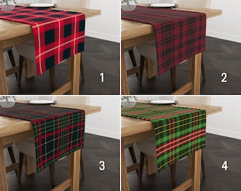 Kerst geruite tafelloper, rode en groene Schotse tartan ontwerp vakantie tafelloper, aangepaste winter tafelkleed, Boho rustiek Noel Home Decor