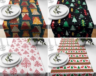 Christmas Tree Runner, Pine Tree Runner, Xmas Holiday Decor, Dining Room Textile, New Years Gift, Noel Home Decor, Any Size Table Runner