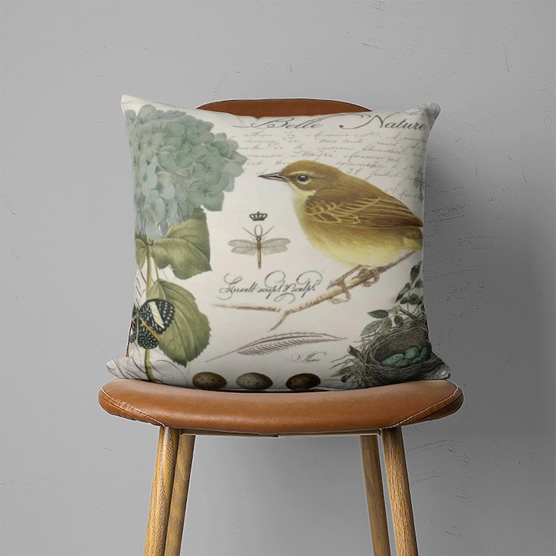 Little Birds Pillow Cover Vintage Style Pillow Case Spring Etsy Canada