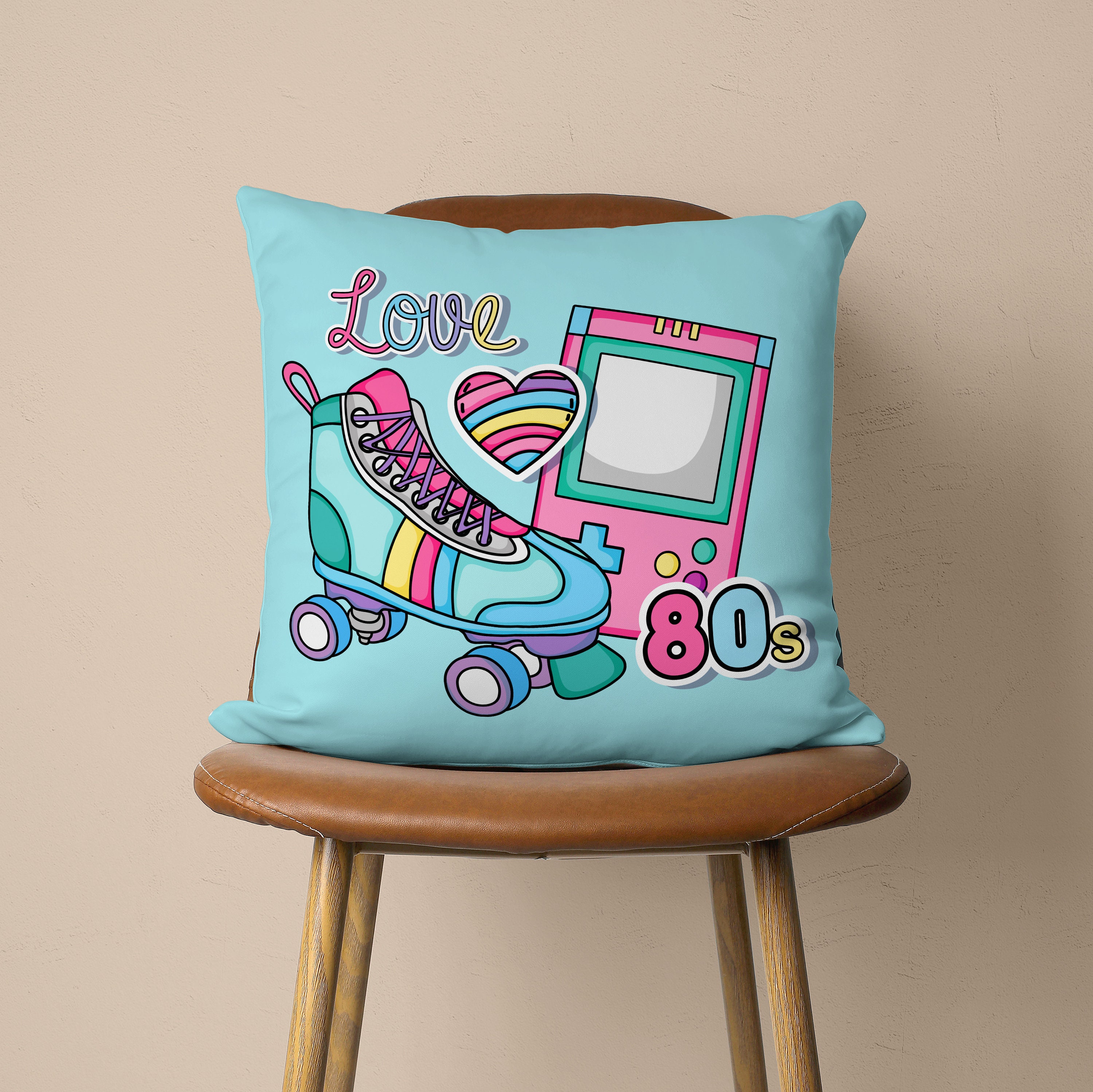 80's Pillow Cover, 80's Love Cushion Cover, Retro Pillow