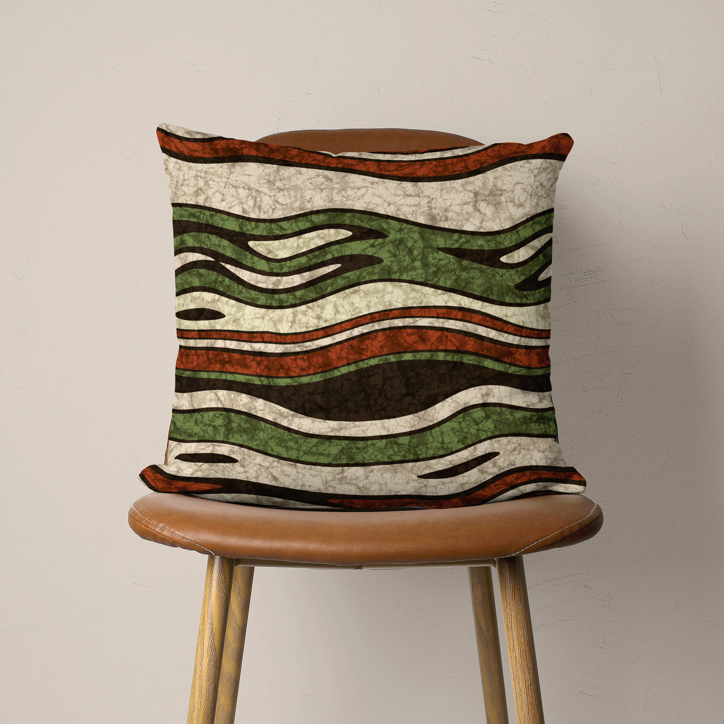 Boho Kissenbezug 45,7 X 45,7 Cm – Getuftetes Abstraktes Design In Dunkelgrün, Orange & Grau