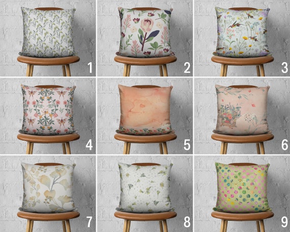 Flower Leaf Design Pillow Cover, Floral Spring Pillow Case