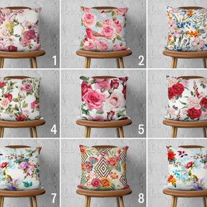 Dark & Light Pink Flower Pillow Cover, Floral Spring Cushion Cover, Rose Painting Pillow Case, All Sizes Pillow, Living Room Decor, 20x20