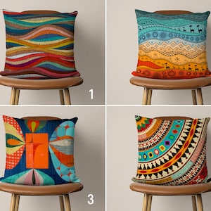 Abstract Throw Pillow Cover, Bright Vibrant Colorful Cushion Cover, Decorative Handmade Lumbar Pillow Case, Any Custom Size, 18x18, 20x20