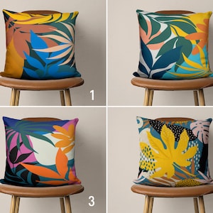 Colorful Leaves Pillow Cover, Multi-colored Abstract Pillow Cover, Floral Farmhouse Cushion Cover, Any Size Throw Pillow, Boho Home Decor