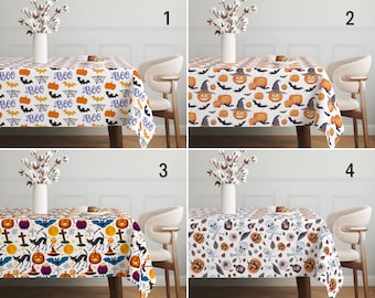 Halloween Kürbisse Tischdecke, Orange geschnitzte Kürbis Tischdecke, Herbst Esszimmer Dekor, Jack O Lantern Tischabdeckung, Halloween Party Geschenk