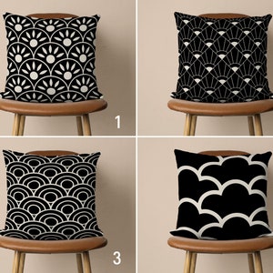 Black Colored Pillow Cover, Geometric Pillow Case, Modern Cushion Cover, Contemporary Decor, Any Size Pillow, 18x18, 20x20, Cover Only