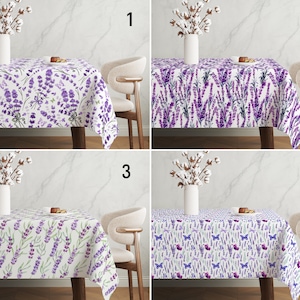 Purple Lavender Pattern Tablecloth, Floral Summer Spring Tablecloth, Lilac Violet Color Table Cover, Dining Room Decor, Wedding Table Decor