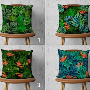 Tropical Pillow Covers, Green Leaves Cushion Cover, Botanical Pillow Cases, Living Room Decor, Any Size Pillow, Handmade Pillows, 18x18