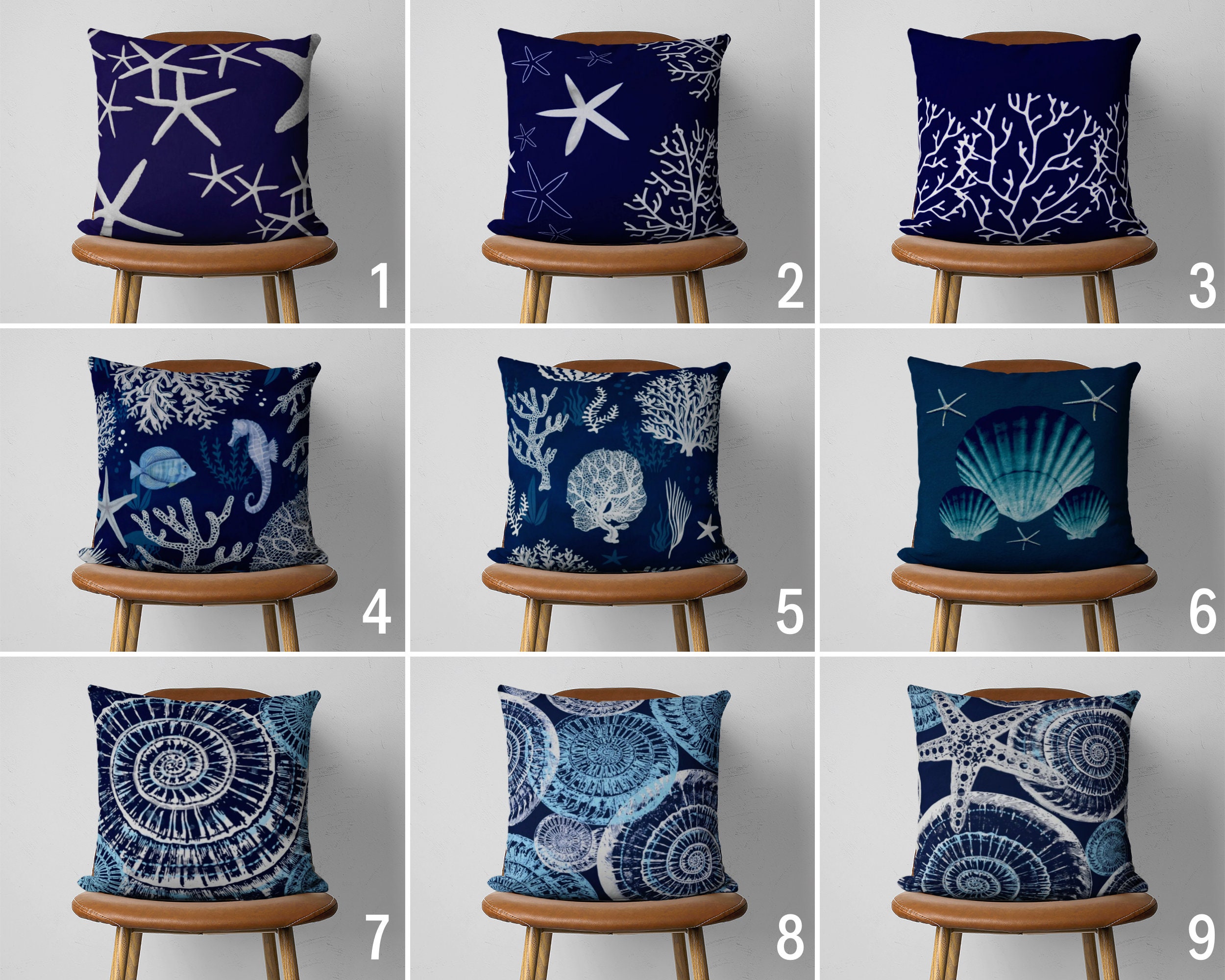Navy beach pillows sale