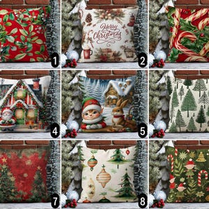 Federa per cuscino natalizio gioioso, federa per cuscino invernale festivo rosso verde, federa per cuscino rustico accogliente per il nuovo anno, decorazione per la casa di Natale