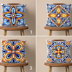 Ethnic Tile Design Pillow Cover, Mosaic Looking Cushion Cover, Spanish Style Pillow Case, Any Size Pillow, Living Room Decor, Cover Only