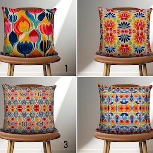Abstract Floral Pillow Case, Bright Flowers Design Cushion Cover, Vibrant Summer & Spring Pillow Cover, Any Size, Preppy Home Decor, 16x16