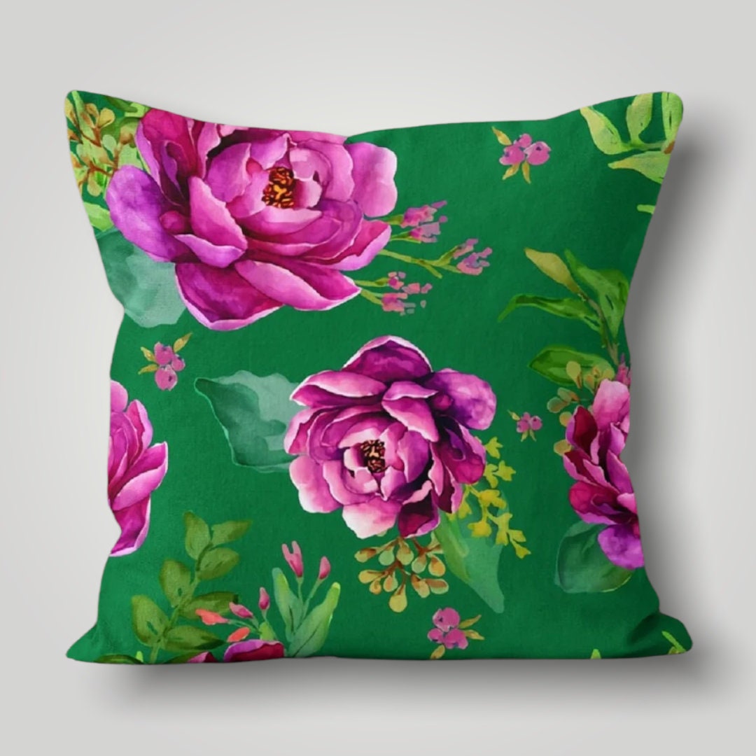Pink Peony Flower Pillow Cover Boho Floral Pillow Case Etsy