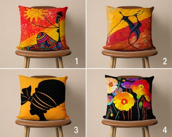 Funda de almohada étnica bohemia, funda de almohada de colores cálidos, funda de cojín auténtica, decoración del hogar en naranja y rojo, almohadas de cualquier tamaño, solo funda, 22 x 22