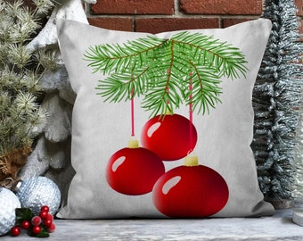 MOCOFO Christmas Patchwork Pillow Cover - 18x18 Inch Cotton Knit, Red & Green - View #9