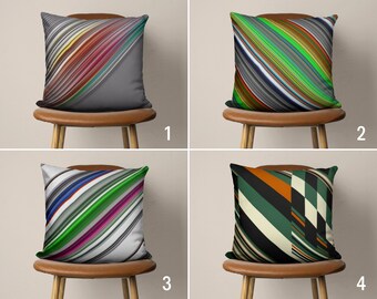 Abstract Pillow Case, Gray & Green Lines Cushion Cover, Modern Pillow Cover, Handmade Any Size Pillow, Cover Only, Contemporary Decors