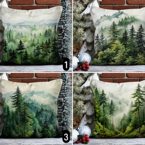 Federa per cuscino con motivo a foresta di pini, federa per cuscino con motivo a bosco sempreverde, federa per cuscino invernale rustico, arredamento accogliente per la casa, decorazioni natalizie