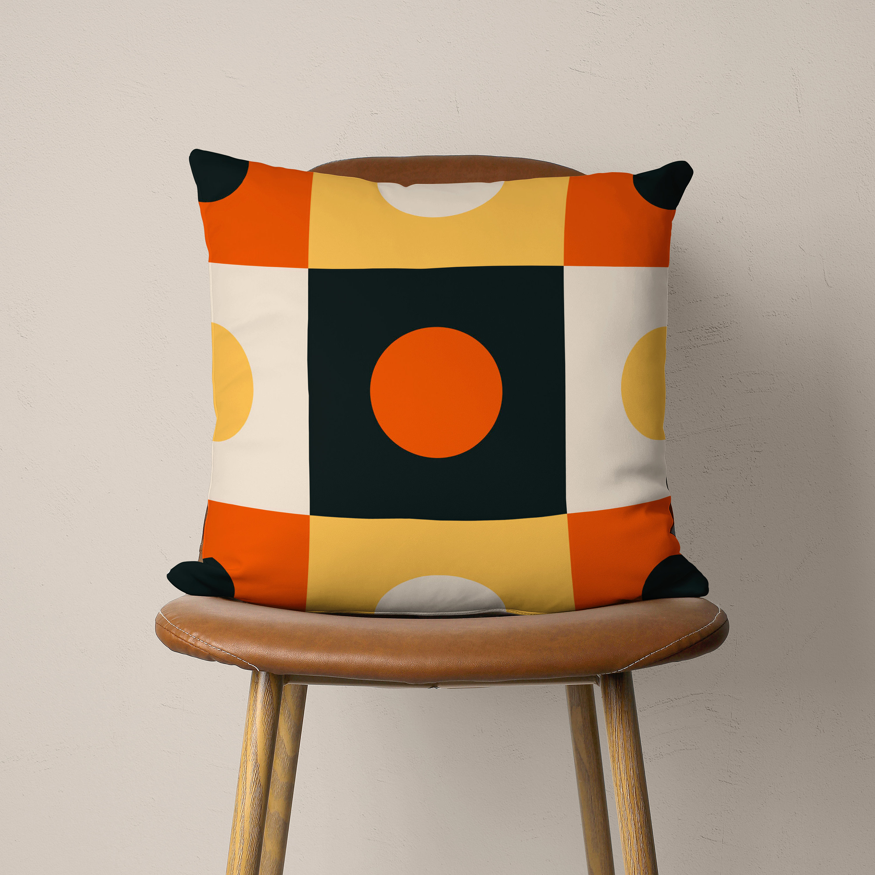 Vivid Color Retro Design Pillow Case, Mid Century Modern