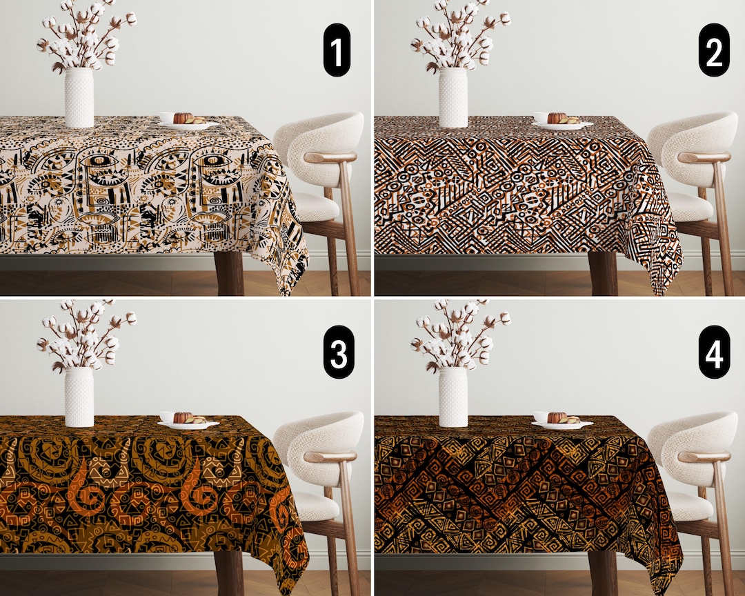 Tribal African Tablecloth, Boho Ethnic Aztec Design Tablecloth, Rustic ...
