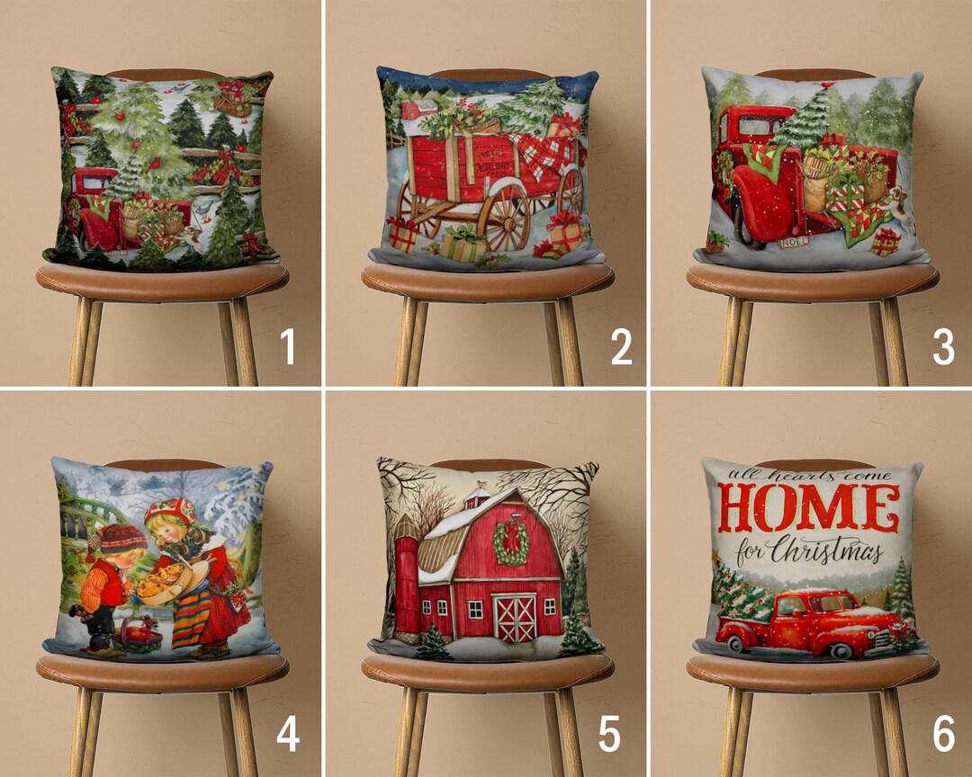 Winter Throw Pillow Cover Villages Cushion Cover Christmas Etsy