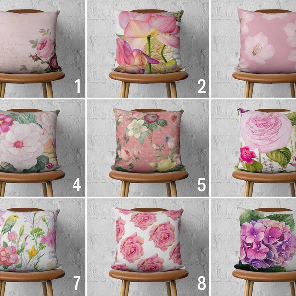 Pink Flower Pillow Etsy