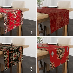 Camino de mesa con estampado digital, camino de cocina étnico tradicional, mantel de estilo turco, decoración auténtica, camino de mesa de cualquier tamaño