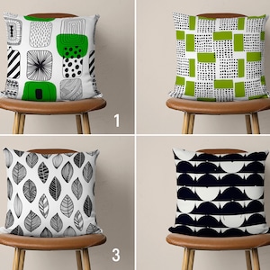 Federa per cuscino minimalista verde e nero, federa moderna, federa per cuscino con forme astratte, arredamento moderno per la casa, cuscino di qualsiasi dimensione