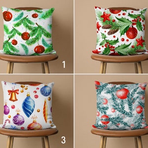 Ornamenti natalizi su fodera per cuscino di pino, fodera per cuscino gioiosa palla di Natale, federa per cuscino natalizio, regalo Noel, arredamento festivo per la casa invernale