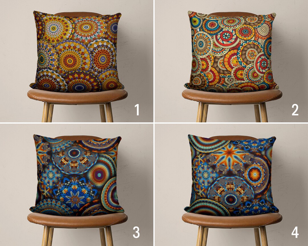 Abstract Circle Design Pillow Cases, Ethnic Style Rounds Cushion Cover
