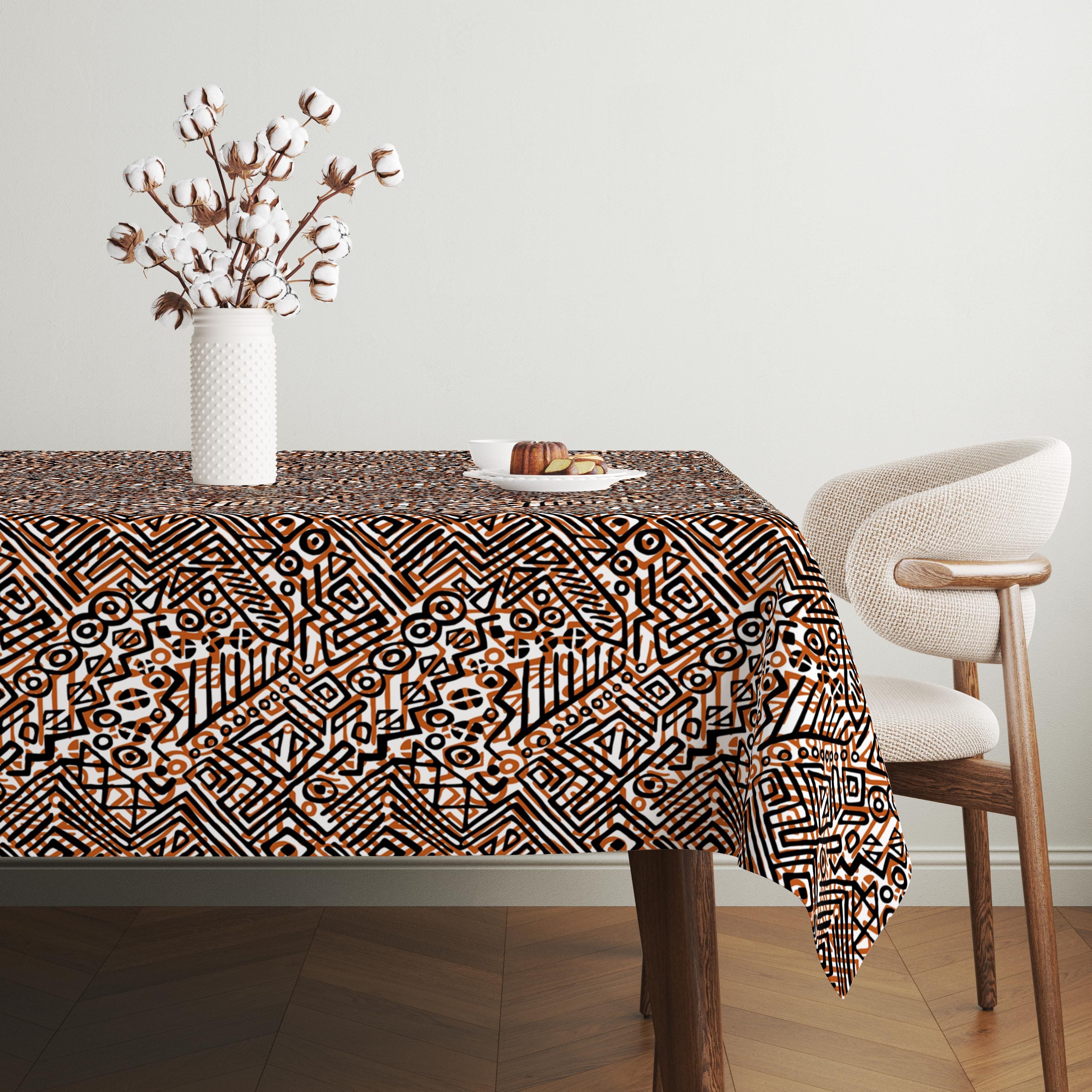 Tribal African Tablecloth, Boho Ethnic Aztec Design Tablecloth, Rustic ...