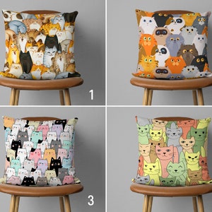Cute Cat Portraits Pillow Case, Funny Cat Cushion Cover, Cute Animal Pillow Cover, Any Size Pillow, Decorative Euro Pillow Sham