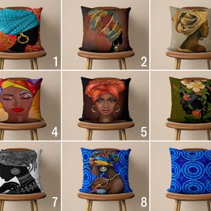 African Woman Portrait Pillow Cover, Lady Face Cushion Cover, Digital Printed Home Decor, Any Size Pillow, Cover Only, Euro Sham Pillow