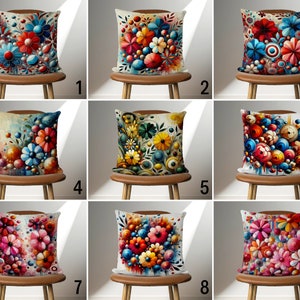 Abstract Colorful Flowers Pillow Case, Bright & Vivid Floral Pillow Cover, Bloomy Handmade Cushion Cover, Any Size, Only Cover, Euro Sham