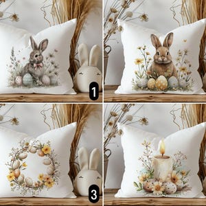 Boho Easter Egg & Bunny kussensloop, gezellige bloemen lente vakantie kussensloop, rustieke vintage kussenhoes, vrolijk paascadeau, 14 x 14, 16 x 16