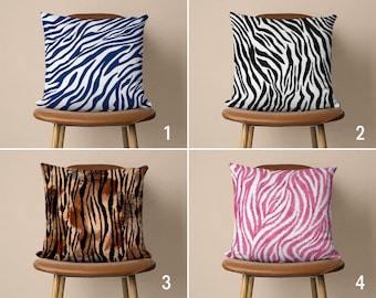 Zebra Pattern Pillow Cover, Animal Print Pillow Case, Digital Print Cushion Cover, Any Size Pillow, Personalized Pillow, Living Room Decor