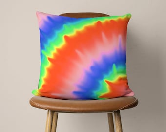Shibori Tie Dye Pattern Pillow Cover, Colorful Batik Throw Pillow