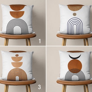 Mid Century Modern Boho Pillow Covers, Abstract Pillow Case, Modern Half Circle Rainbow Cushion Cover, Living Room Decor, Euro Sham Cover