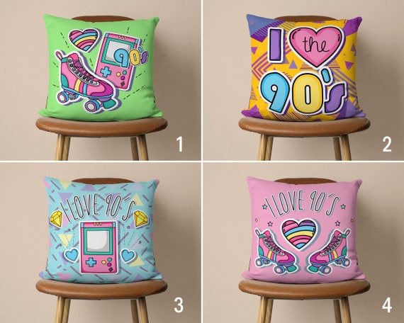 90's Love Pillow Cover, 90's Cushion Cover, Retro Pillow Case